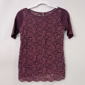 New York & Company SOHO Lace Short Sleeved Top